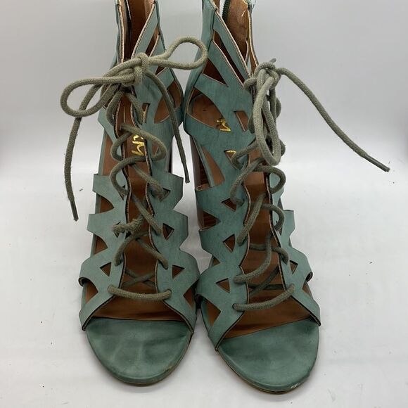 Trendy Mi.im Prague Teal Gladiator Style Sandals Size 7.5 Block Heel - Picture 2 of 13